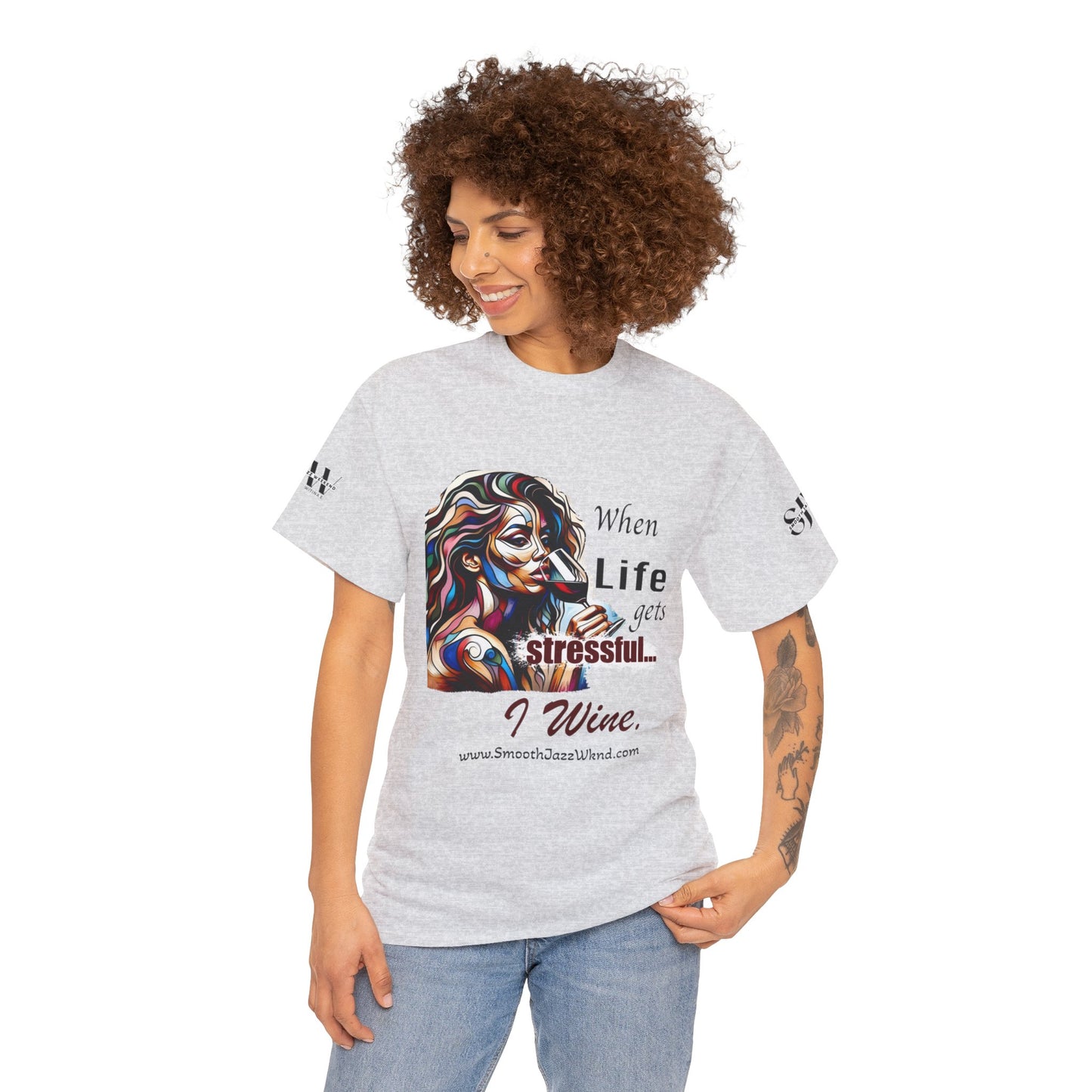 When Life Gets Stressful, I wine Unisex Heavy Cotton Tee